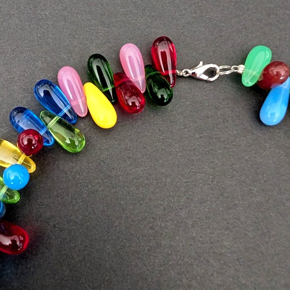 Arty multi color glass collar necklace - Picture 6 of 13
